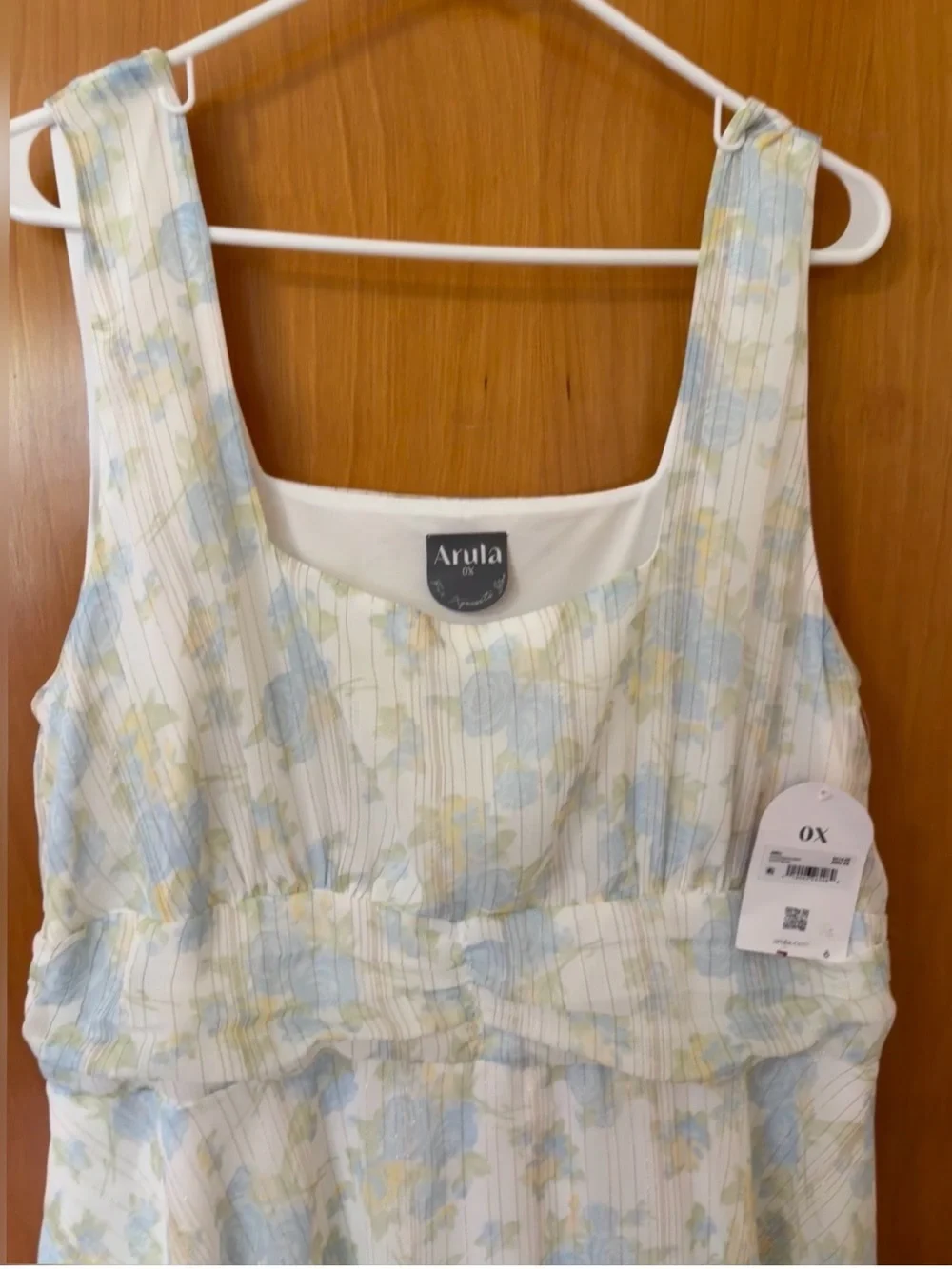 NWT Arula Ivory Blue Floral Tiered Maxi Sundress 0X Cottagecore Boho - Picture 3 of 7